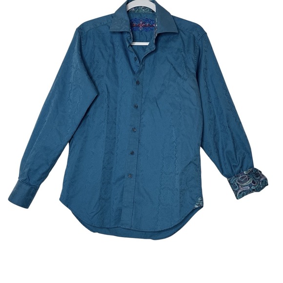 Robert Graham Classic Embroidered Abstract Shirt Small Long Sleeve Blue Designer - Picture 2 of 10
